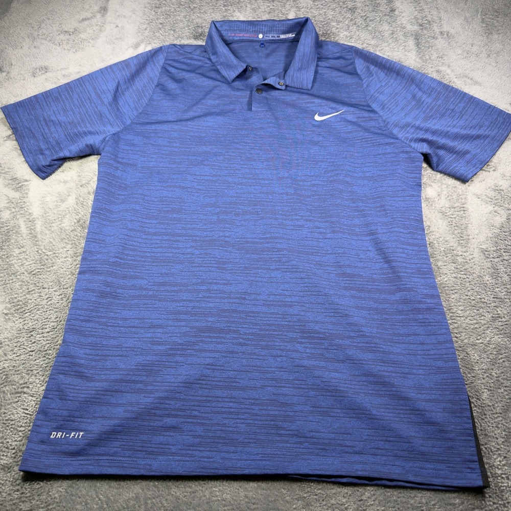 Nike Tiger Woods Collection Mens Blue Dri-FIT Golf Polo Shirt Large Vented